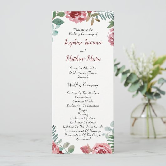 Burgund Blumenblätterprogramme für Rose Programm (Stehend Vorderseite)