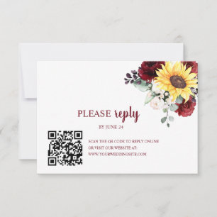 Burgund Blumenblumen Herbst RSVP Karte