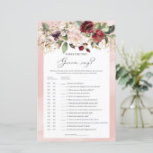 Burgund Blumenboho Was der Bräutigam sagte Spiel (Stehend Vorderseite)