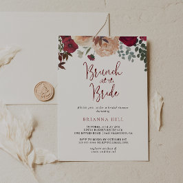 Burgund Blumenbrunch mit Brautdusche Einladung