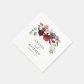 Burgund Blumencocktail Serviette (Ecke)