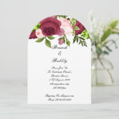 Burgund Blumendusche Einladung (Stehend Vorderseite)