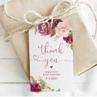 Burgund Blumenfall Babydusche Danke