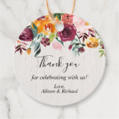 Burgund Blumenfall rustikale Aquarell elegant Geschenkanhänger (Vorderseite)