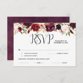 Burgund blumengeschmückte UAWG, Response, Antwortk Begleitkarte (Vorne/Hinten)