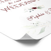 Burgund Blumengrün Begrüßungszeichen Poster (Ecke)