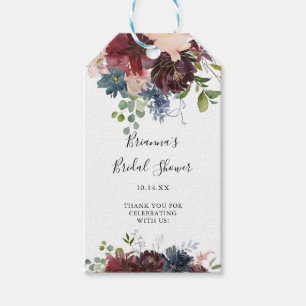 Burgund Blumengrün Brautparty Geschenkanhänger