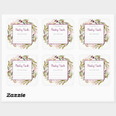 Burgund Blumengrün Buchzeichen Quadratischer Aufkleber (Blatt)