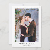 Burgund Blumengrün Gerahmtes Foto Hochzeit Einladung (Rückseite)