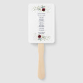 Burgund Blumengrün Hochzeitsprogramm Hand Fan Fächer (Rückseite)