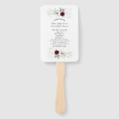 Burgund Blumengrün Hochzeitsprogramm Hand Fan Fächer (Vorderseite)