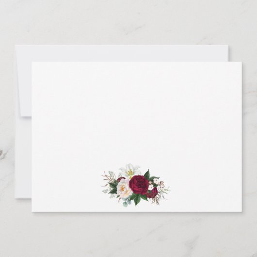 Burgund Blumengrün Kalligrafie Save the Date (Rückseite)