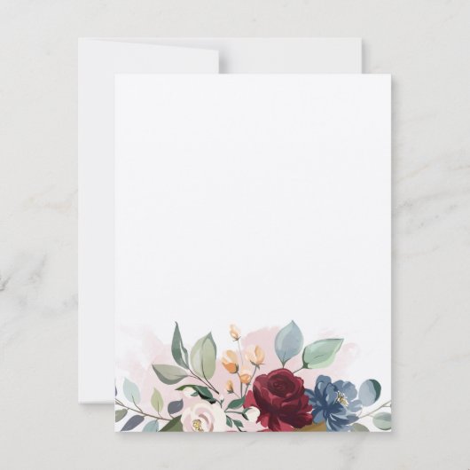 Burgund Blumengrün Save the Date (Rückseite)