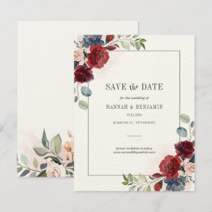 Burgund Blumengrün Save the Date