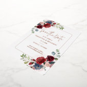 Burgund Blumengrün Save the Date Rose Gold Folieneinladung (Gedreht)
