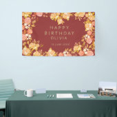 Burgund Blumenherz - Gestalteter Geburtstag Banner (Messeveranstaltung)