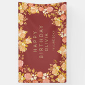 Burgund Blumenherz - Gestalteter Geburtstag Banner (Vertikal)