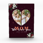 Burgund Blumenherz Gestaltetes Geschenk für Mutter Fotoblock (Vorderseite)