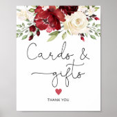 Burgund Blumenkarten und Geschenke Poster (Vorne)