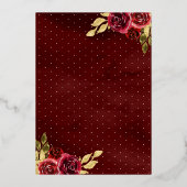 Burgund Blumenkleid Marine Charro Quinceanera Gold Folieneinladung (Rückseite)