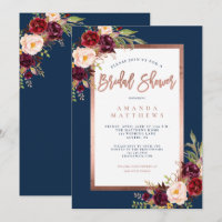 Burgund Blumenkopfer Navy Blue Brautparty