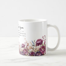 Burgund-Blumenmutter der Groom-Tasse
