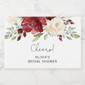 Burgund Blumenstrauß Brautparty Sparkling Weinkell Schaumweinetikett (Einzelnes Label)