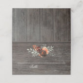 Burgund Blumenstrauß Rustikales Holz Platzkarte (Außenseite Aufgefaltet)