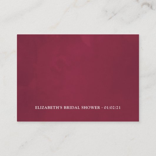 Burgund Blumenstrauß Wein Verkostung Brautparty Sp Begleitkarte (Rückseite)