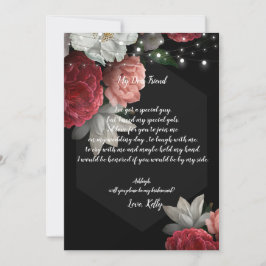 Burgund Blumenstrauß wird meine Brautjungfrau Einladung