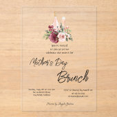 Burgund Blumenwein Muttertag Brunch Acryleinladungen (Vorderseite)