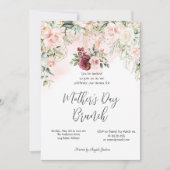 Burgund Blumenwein Muttertag Brunch Einladung (Vorderseite)