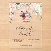 Burgund Blumenwein Muttertag Brunch Einladung (Vorderseite)