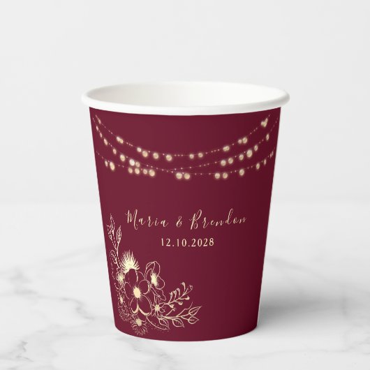 Burgund Blumenzwiebeln Pappbecher (Rückseite)