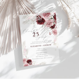 Burgund Blush Bloral 25. Hochzeitstag Einladung