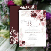 Burgund Blush Bloral 25. Hochzeitstag Einladung