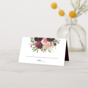 Burgund & Blush Bloral - Burgund Platzkarte