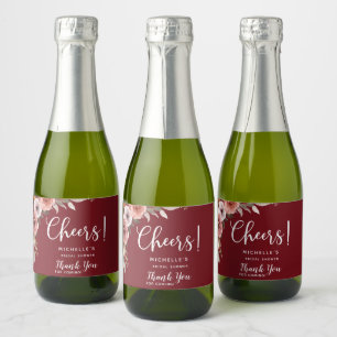 Burgund Blush Bloral, Chef, Liquor, Weingunst Schaumweinetikett