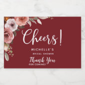 Burgund Blush Bloral, Chef, Liquor, Weingunst Schaumweinetikett (Einzelnes Label)