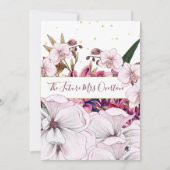 Burgund Blush Bloral Gold Elegantes Brautparty Einladung (Rückseite)