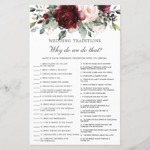 Burgund Blush Bloral Hochzeit Traditionen Spiel