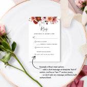 Burgund Blush Bloral mit/ohne Mahlzeit RSVP Card