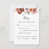 Burgund Blush Bloral mit/ohne Mahlzeit RSVP Card (Vorderseite)