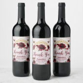Burgund Blush Bloral Princess Crown Brautparty Weinetikett (Flaschen)