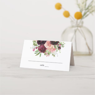 Burgund & Blush Bloral - Rosa Platzkarte