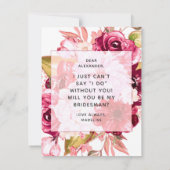 Burgund & Blush Bloral werden Sie mein Bridesman s Einladung (Rückseite)