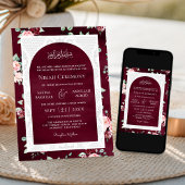 Burgund Blush Bloral White Lace muslimische Hochze Einladung
