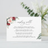 Burgund Blush Bloral wünschend gute Hochzeit Begleitkarte (Stehend Vorderseite)