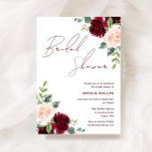 Burgund & Blush Blume Brautparty Einladung
