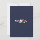 Burgund Blush Blume Navy Blue Probe Dinner Einladung (Rückseite)